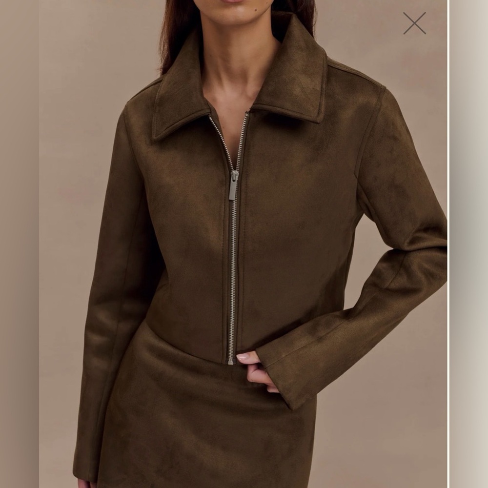 Meshki HAYES Faux Suede Collared Jacket